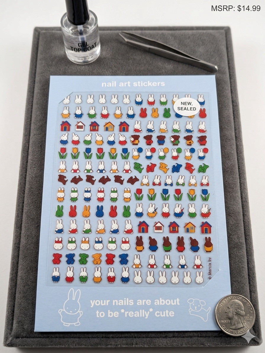 miffy Nail Art Stickers Bling Vegan Cruelty-Free Multicolor Bunny Theme 071