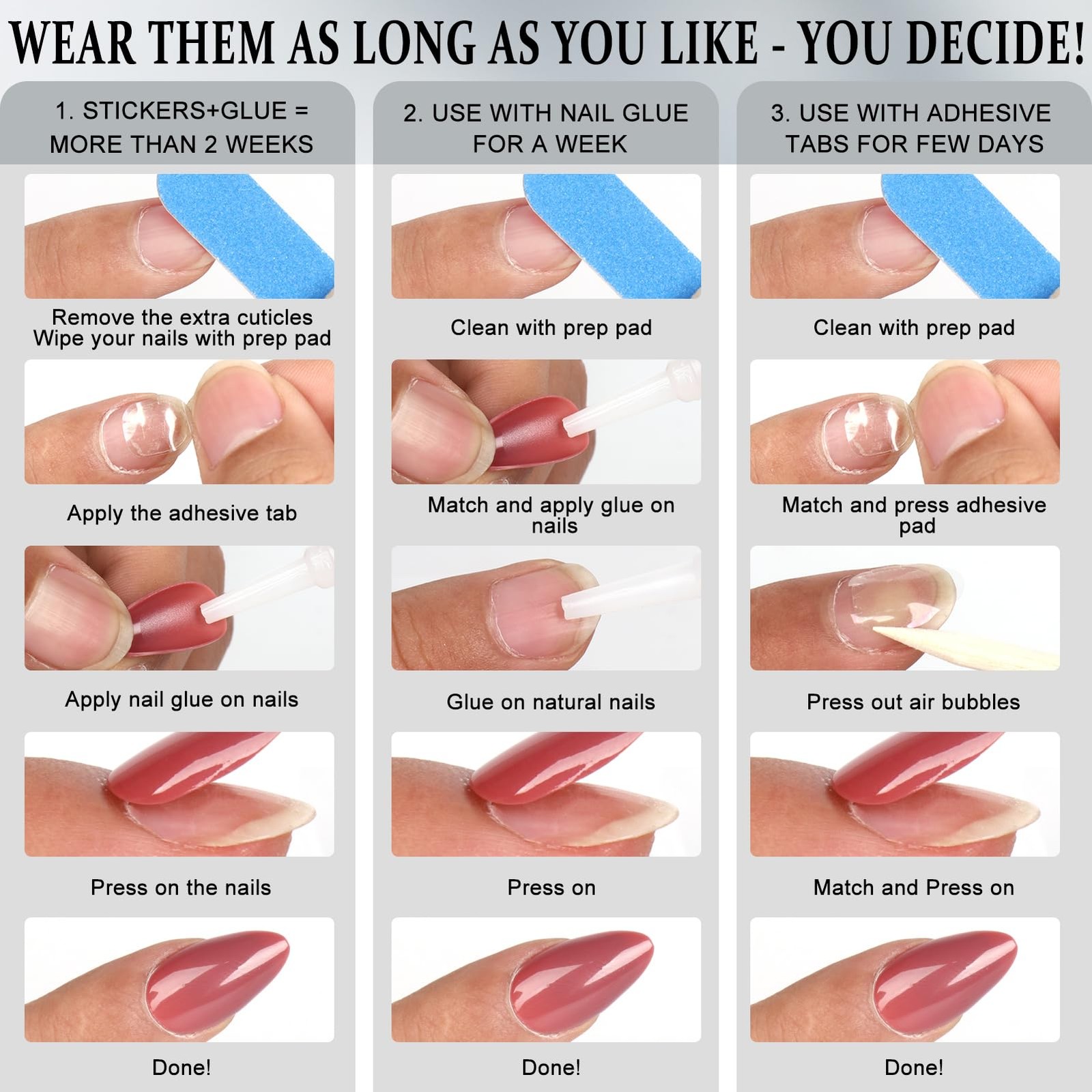Light Pink French Tip Press on Nails – Medium Almond Nude Fake Nails with 3D …