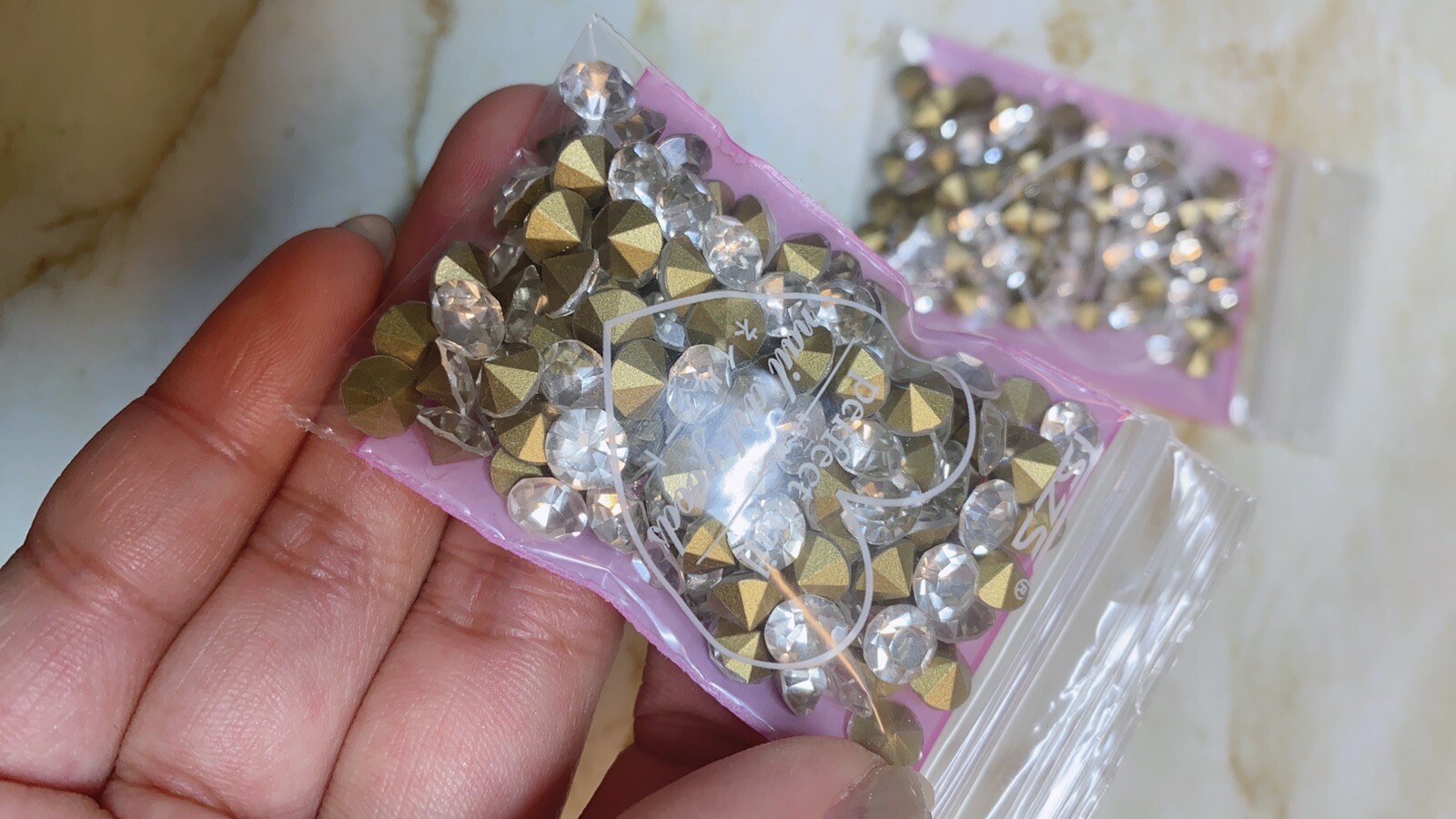 Gel Nail Acrylic / Nail Art Deco Assort Crystal 3D Heart Gold Silver From Japan