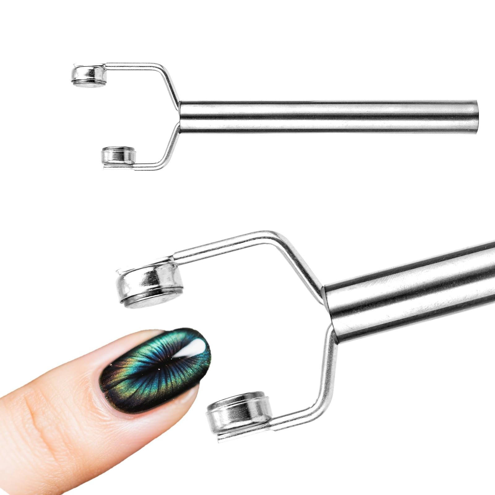 3 in 1 Cat Eye Magnet for Nails, Nail Design Tool Y-Shaped Double Head Silver