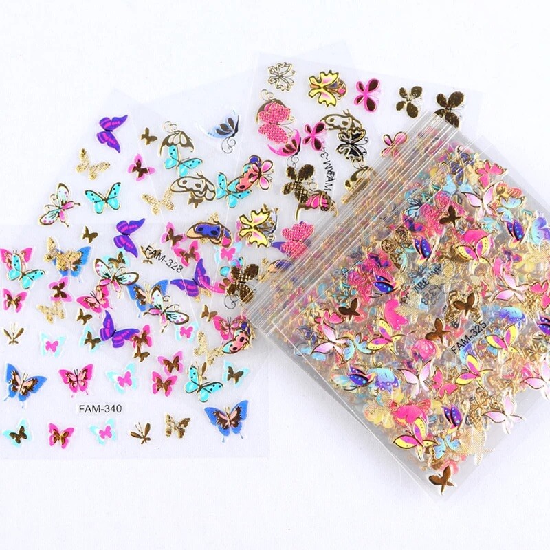Nail Stickers 5 Sheet LOT FREE Shipping + Buy 2 get Extra Stickers Random Design