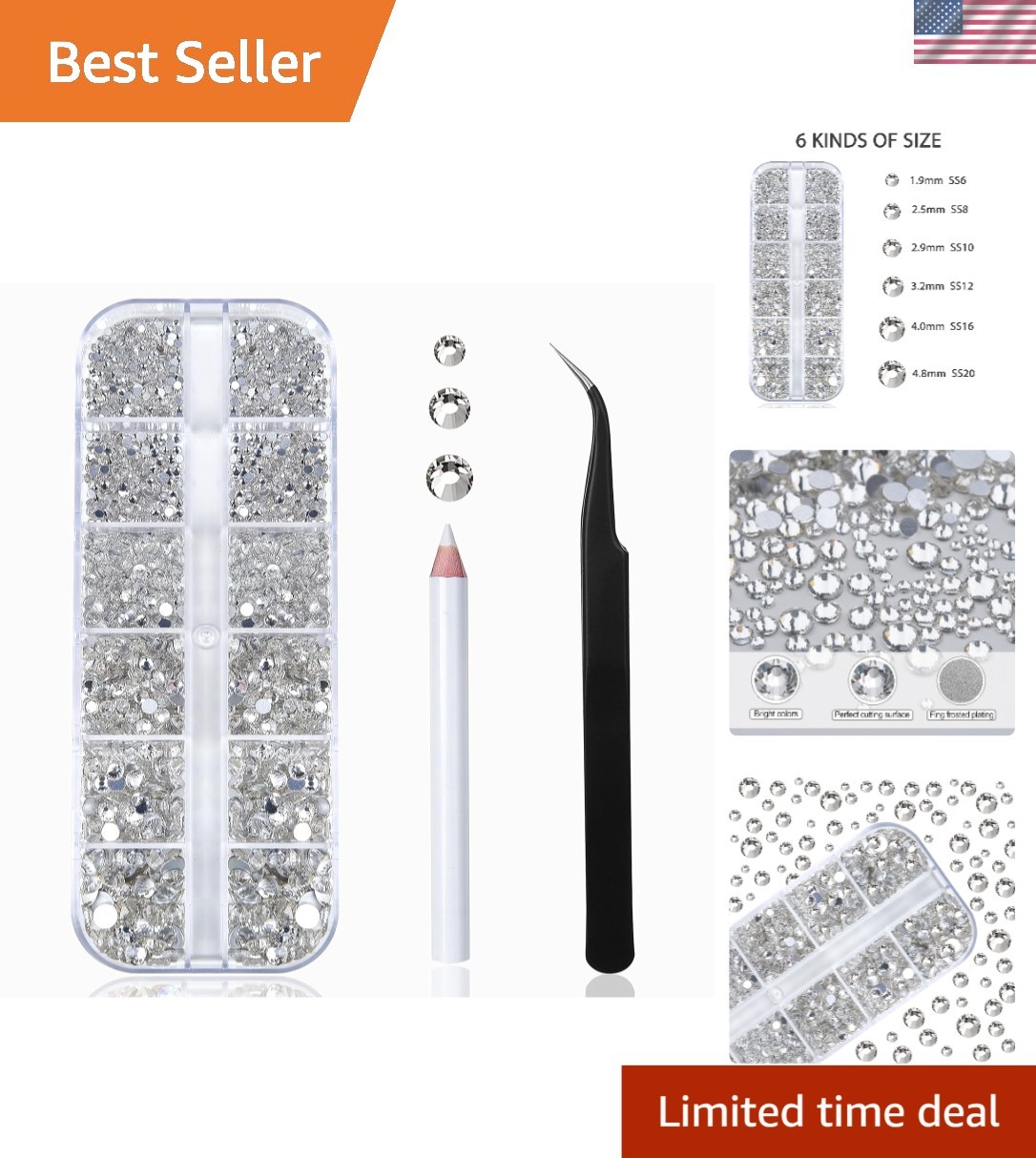 Elegant 2400pcs Nail Art Rhinestones with Wax Pencil & Tweezers – Craft Perfect