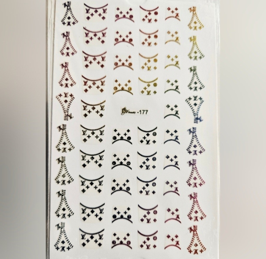 NWT NAIL ART DESIGN SELF-SEAL STICKERS HOLOGRAPHIC RAINBOW FAUX ZIPPERS N°177!