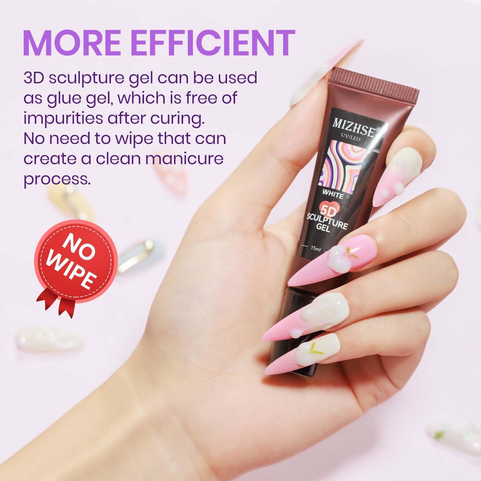 MIZHSE Sculpting Gel for Nails, Milky White 3D 0.5 Fl Oz (Pack of 1),