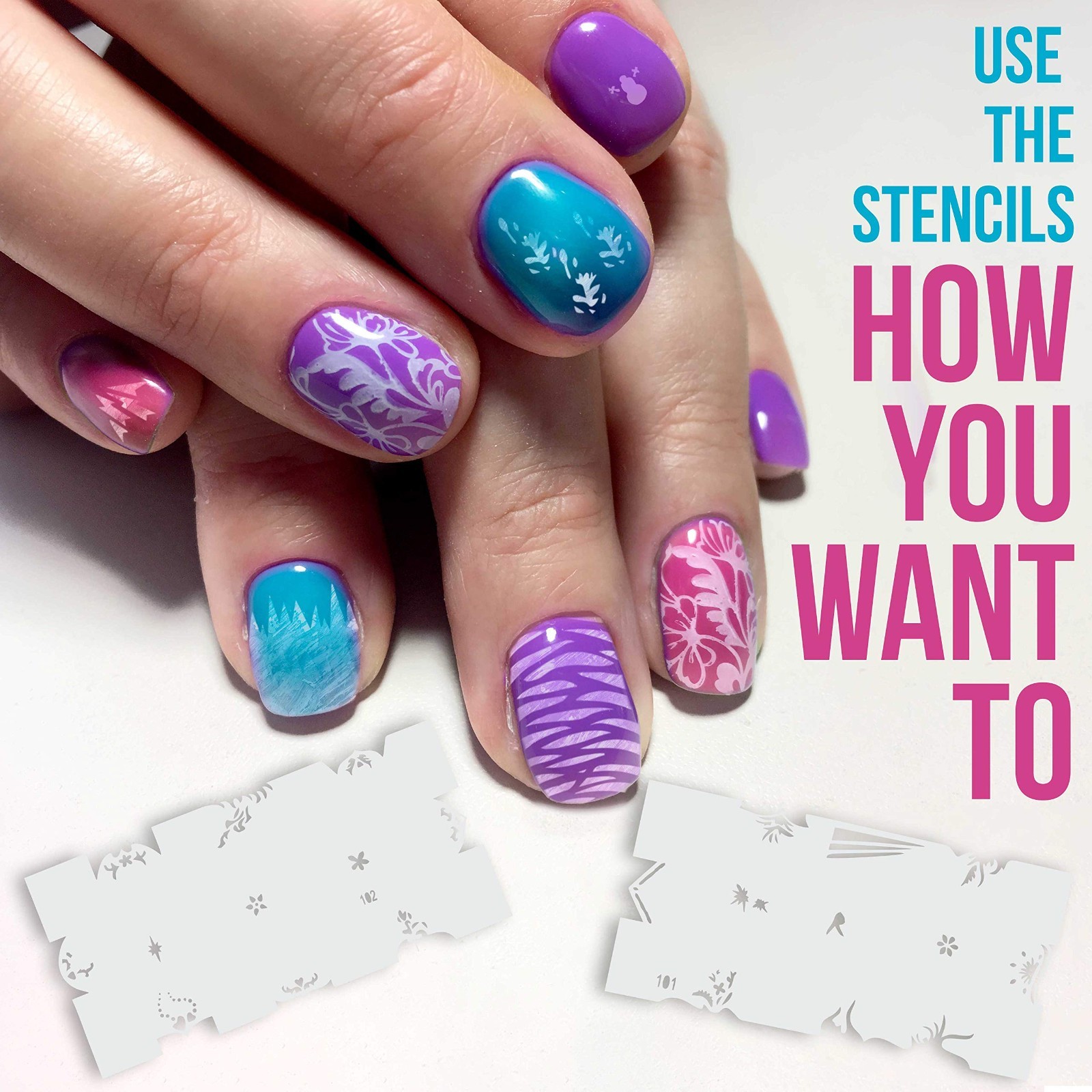 280 Unique Nail Art Stencils Set – Custom Airbrush Body Art Templates for DIY Na