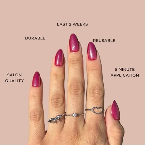 RED BABE Press-On Nails by | Short Almond Red Chrome Nails Red Babe