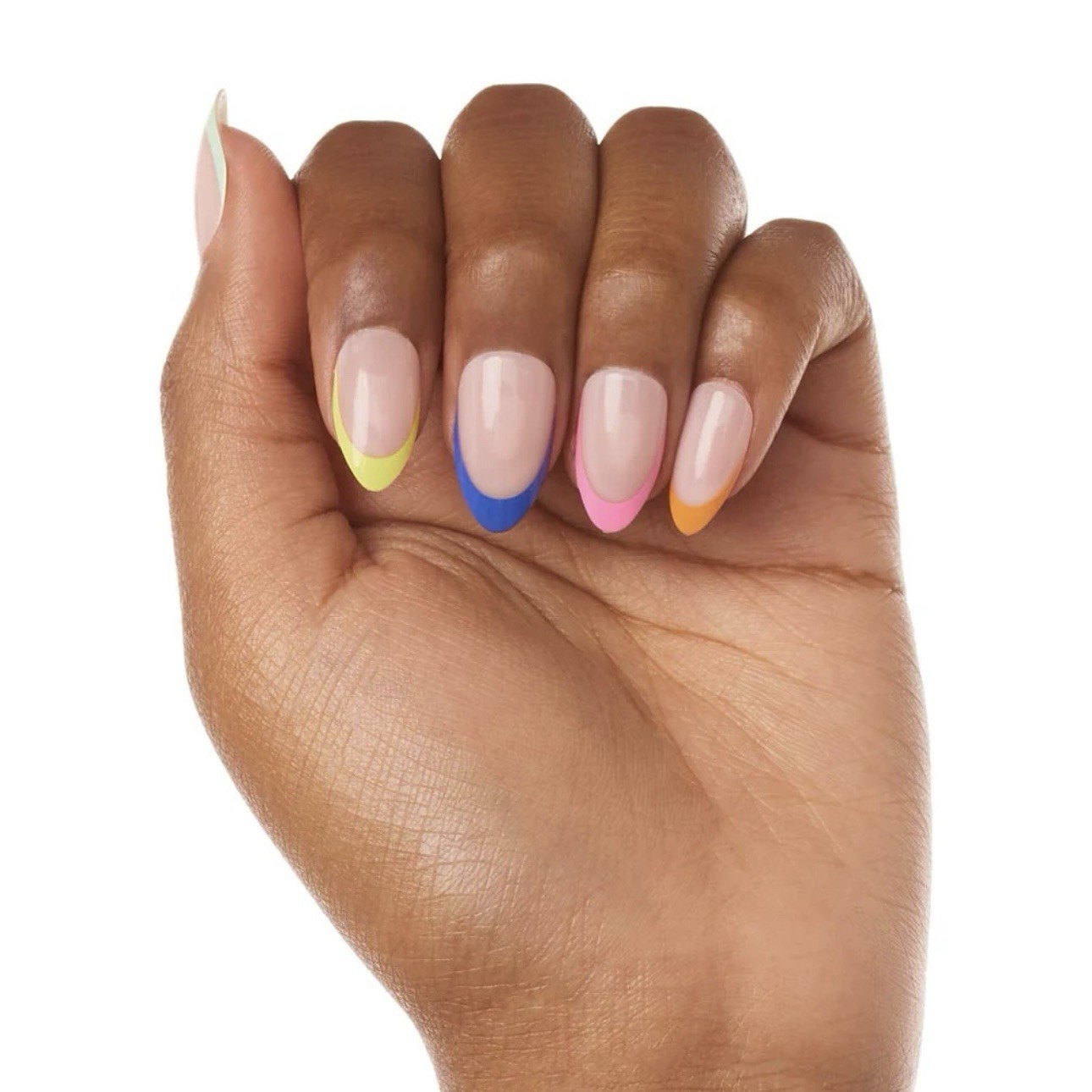 GLAMNETICS Press On Nails SPRINKLES Short Almond BRAND NEW NIB Bright FRENCH TIP