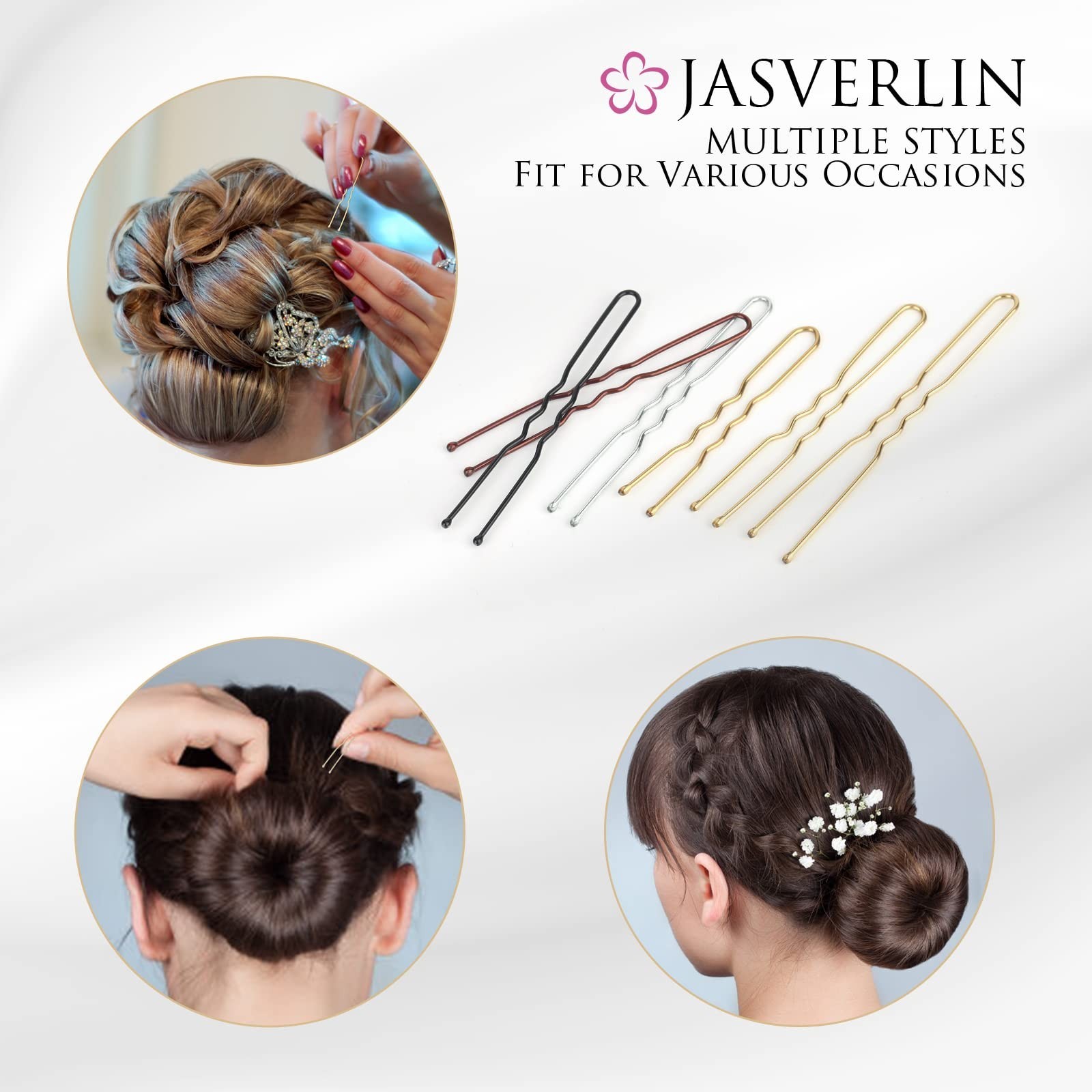 Blonde U Shaped Hair Pin for Buns, Gold Large Mini U Bobby Pins for Women Gir…
