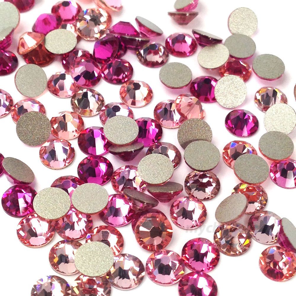 144 Swarovski 2058/2088 crystal flatbacks No-Hotfix rhinestones PINK Colors Mix