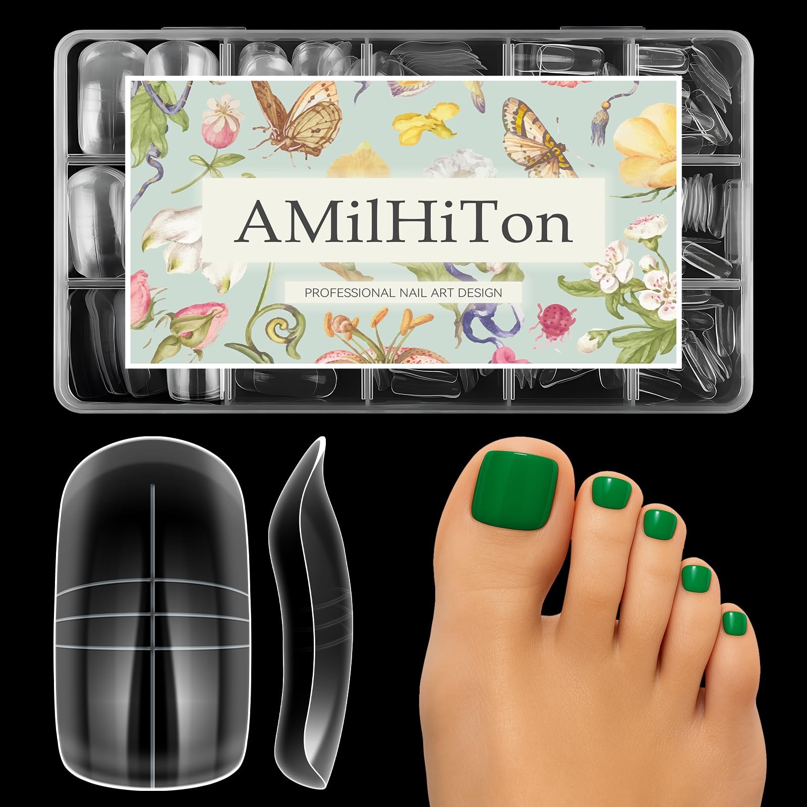 Dual Toe Nail Forms for Poly Gel Extensions, Reusable Full Cover Wide French …