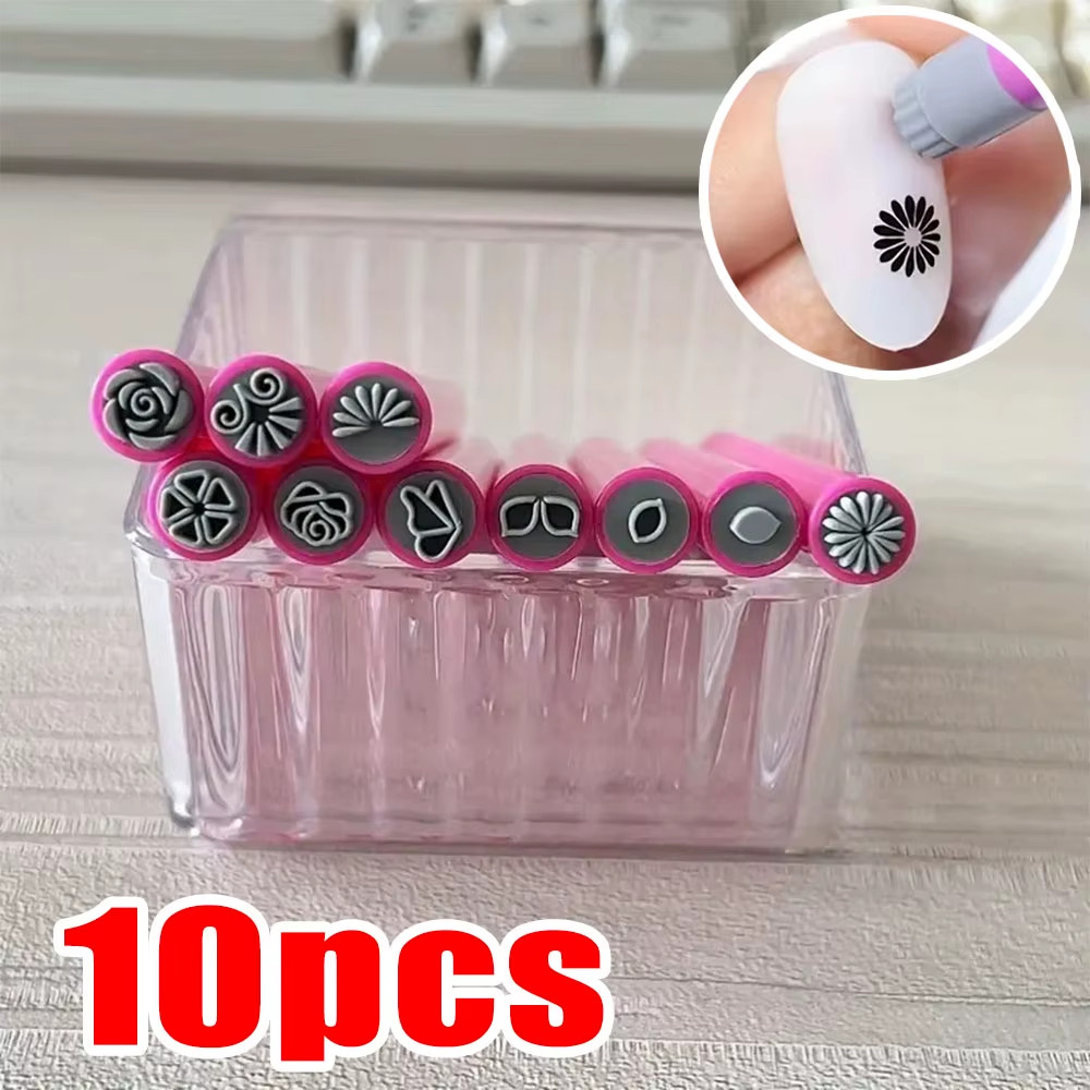 DIY Nail Art Stamp Pen 4 6 10Pcs Set Floral Butterfly Graffiti Dotting Draw Tool