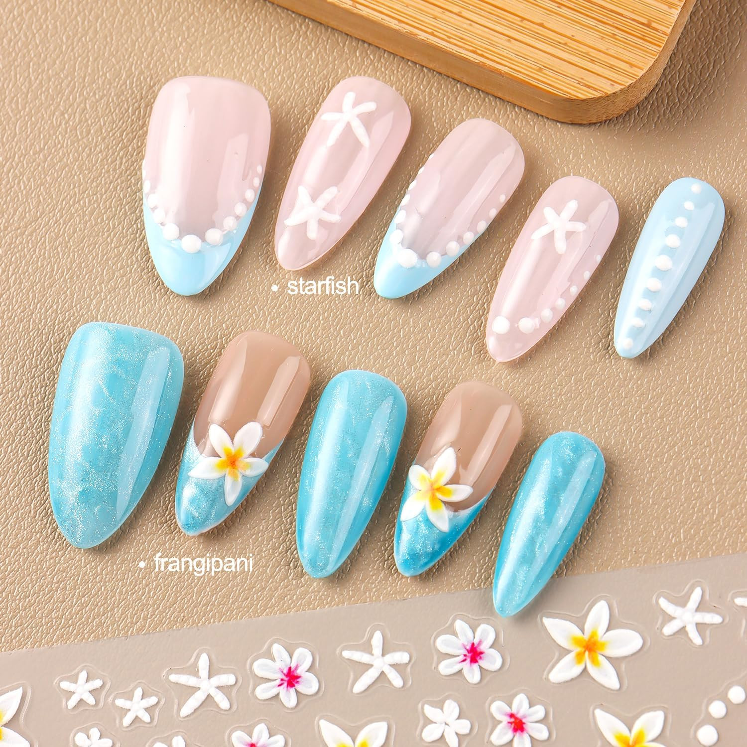 Flower Nail Art Stickers Decals 3PCS 3D Self-Adhesive Floral Nail Stickers | Fra