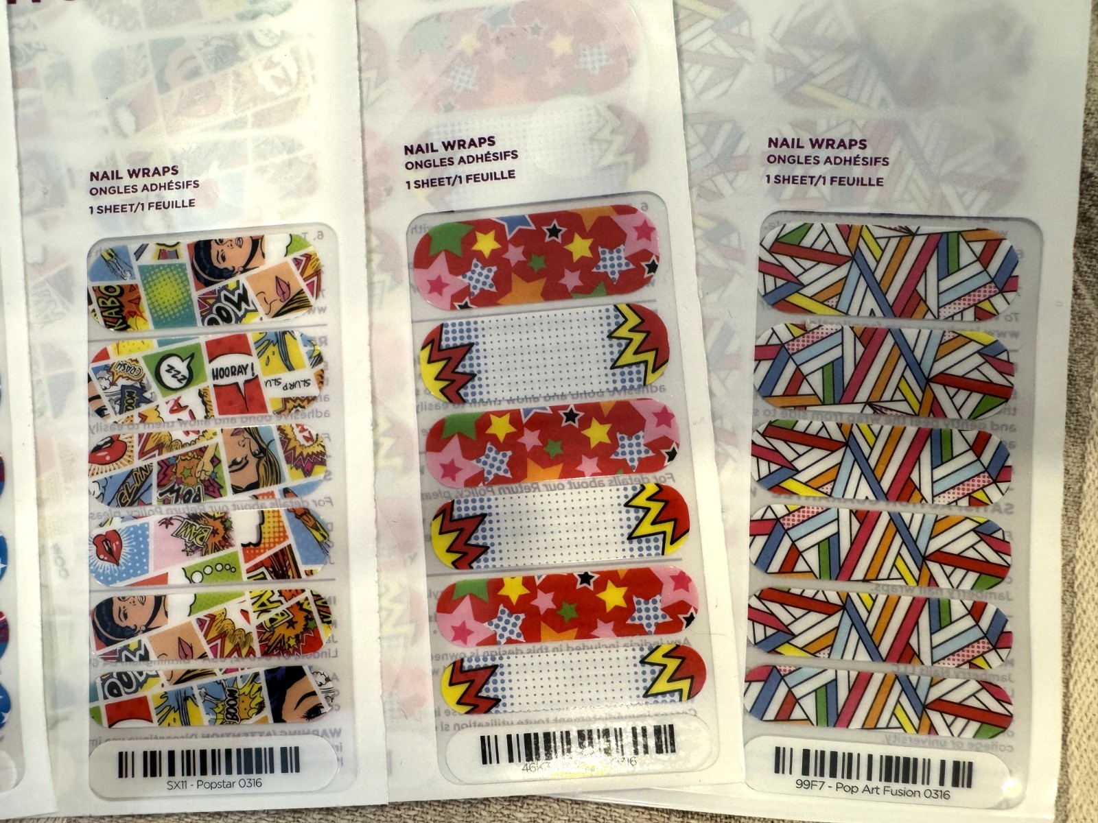 Lot of 6 Retired Jamberry Nail Wraps Marvel Comics Iron Man Captain America Pop