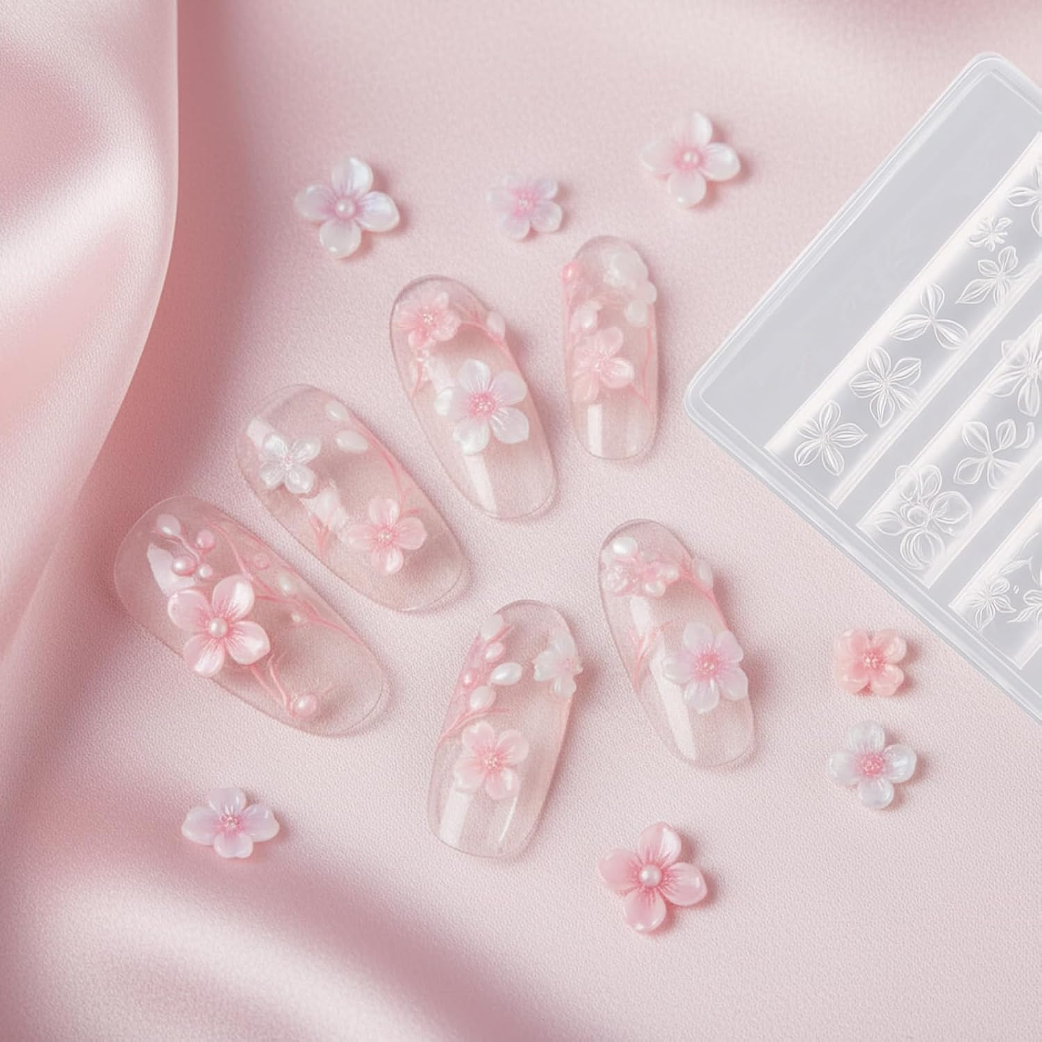 3D Floral Silicone Nail Molds for Elegant DIY Nail Art and Manicure Design