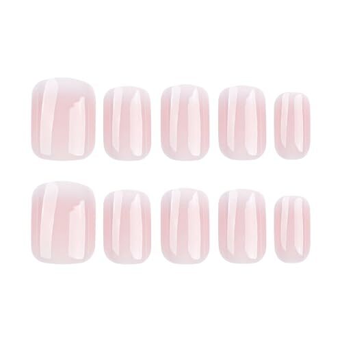 Square Press on Nails Short Ombre Fake Nails Tips 1 Fl Oz (Pack of 24) Style21