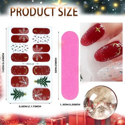 4 Sheets Christmas Nail Wraps Stickers 5D Charms White Snowflake Gel Nail