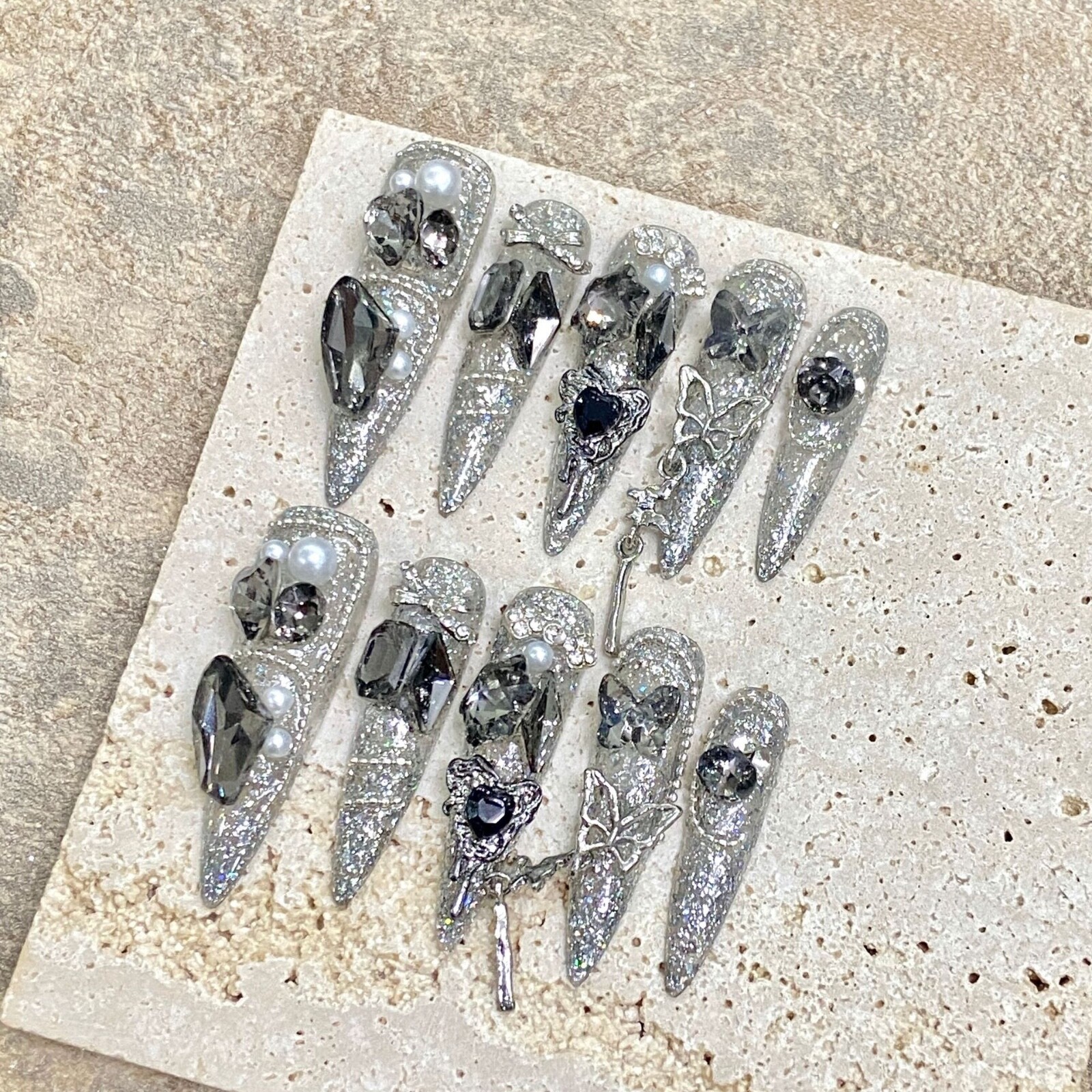 Long Style press on nails with medium size