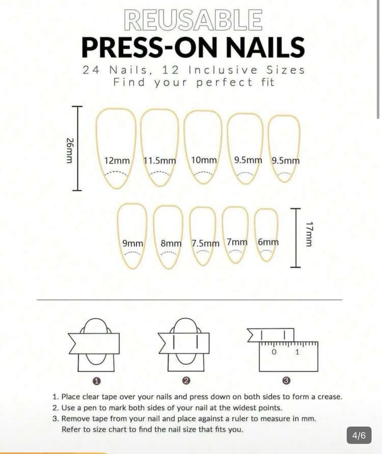 24pcs/Set French Almond Shaped 3D Gel Nail . New. Sealed