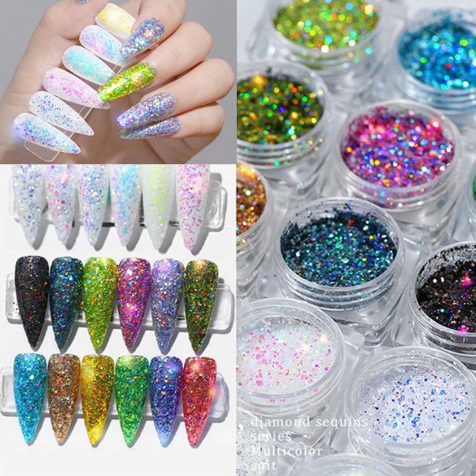 Unicorn CHUNKY GLITTER MIX Nail Shimmer Sequins Mermaid Powder Effect Paillette
