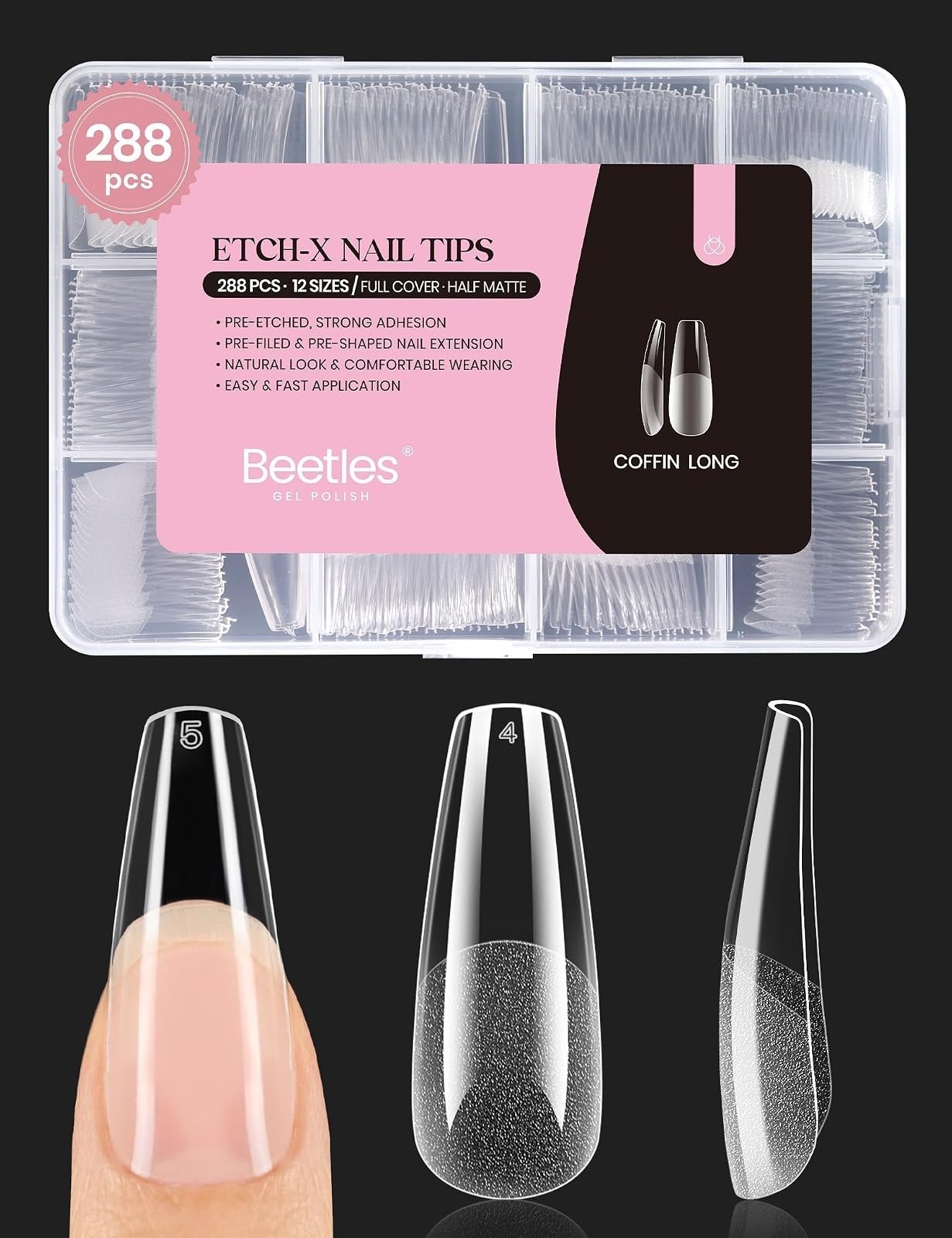 Beetles Gel Nail Tips Medium Almond 288 PCS | Press-On False Nails