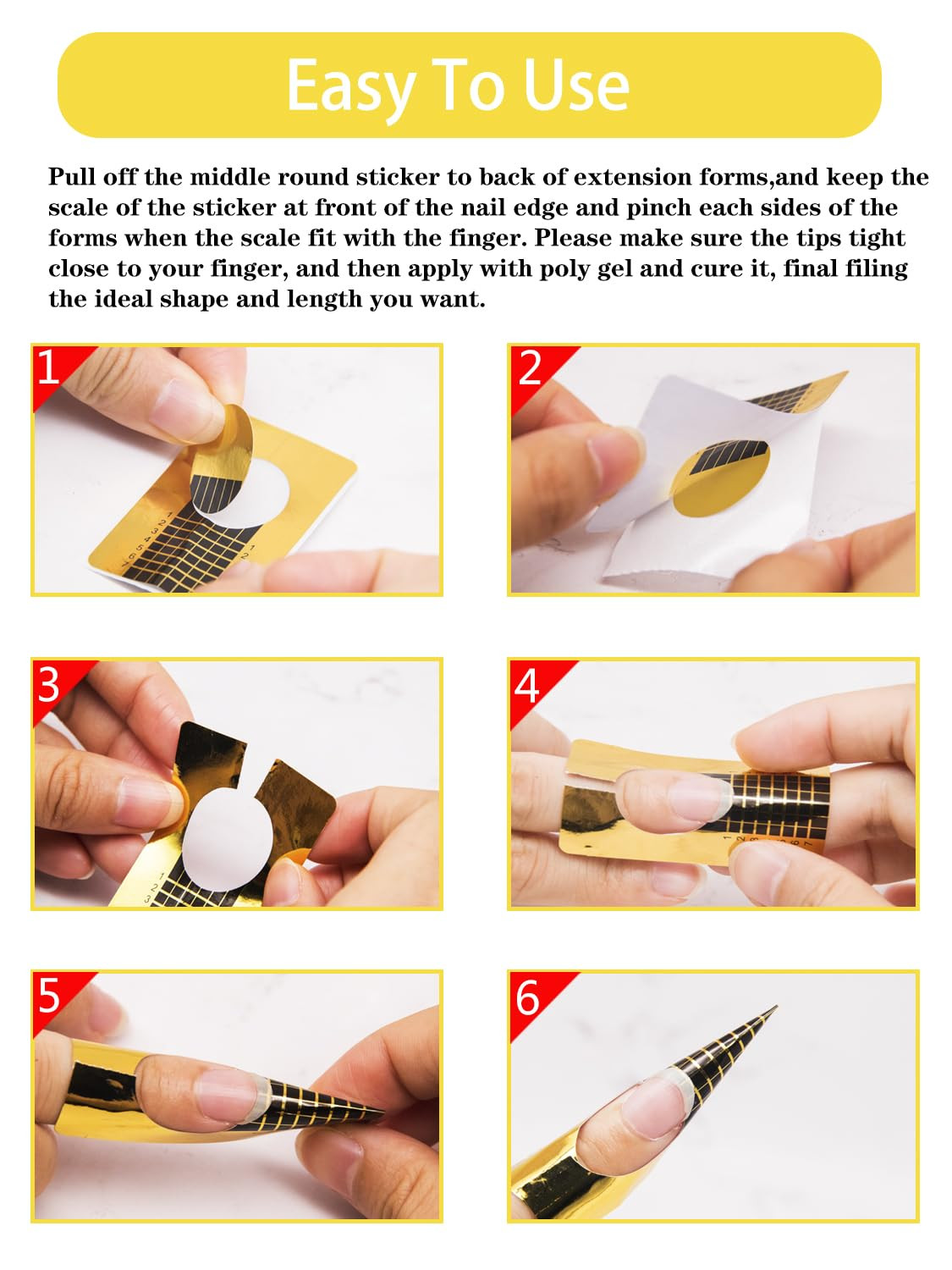 200 PCS Nail Forms for Acrylic Nails, Rectangle Acrylic Nail Forms, Nail