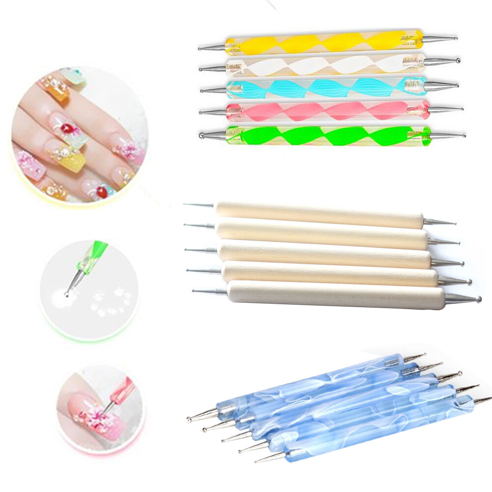 5PCS Dotting Pens Nail Art Design Tools Manicure Kit Ball End Dot Art Tools USA