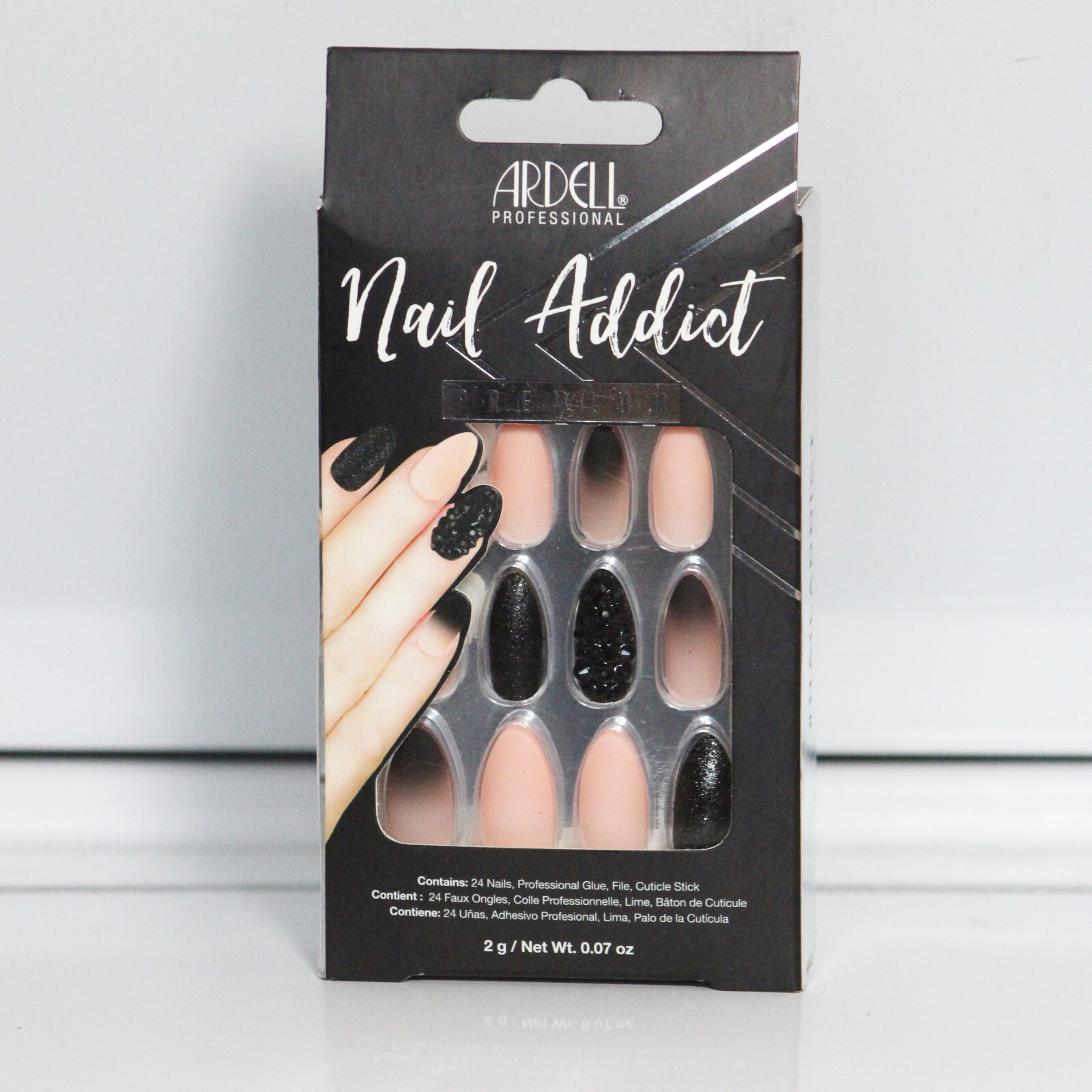 Ardell Professional Nail Addict Premium False Nails – Black Studs & Pink Ombre