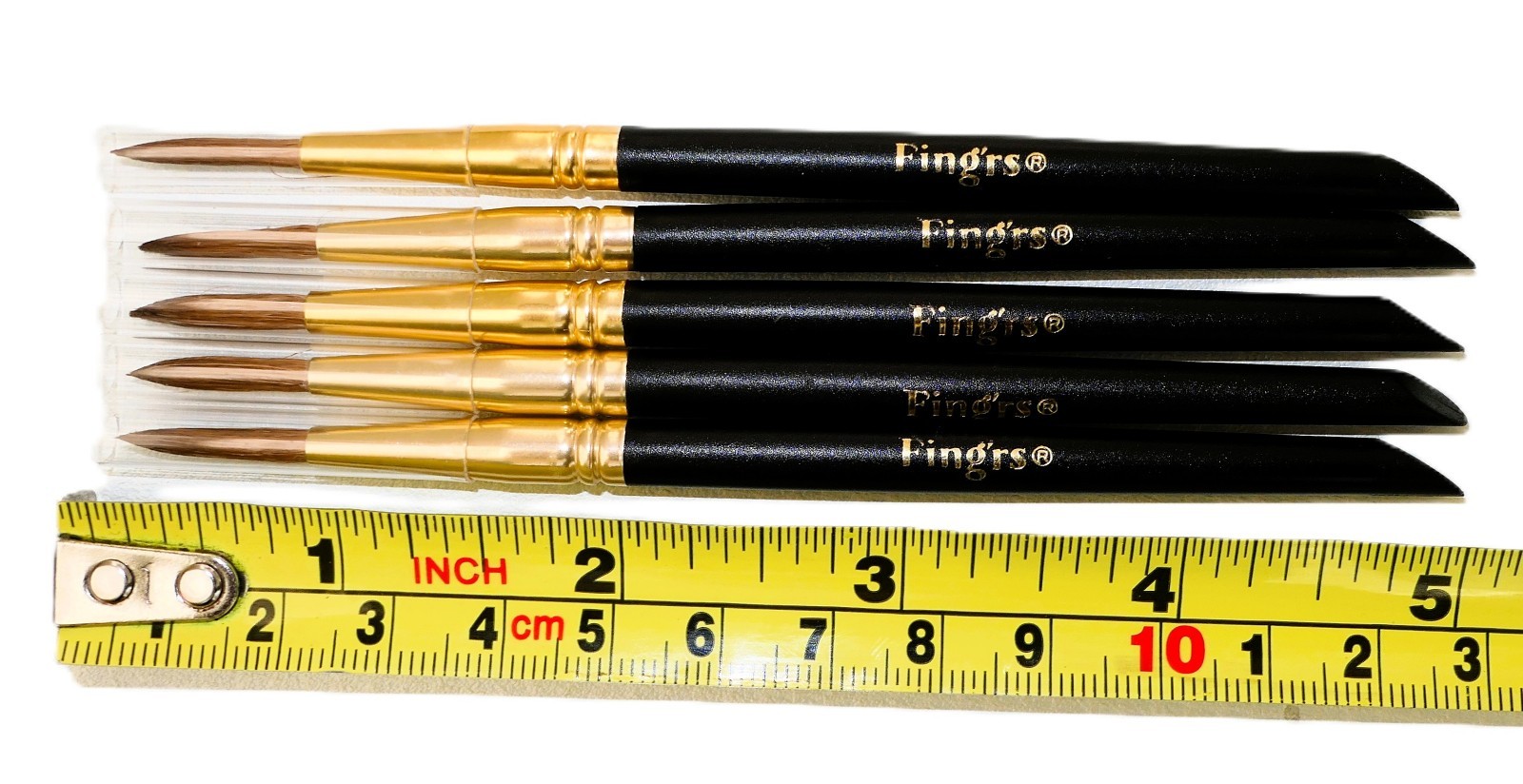 Fing’rs Fine Tip Acrylic Nail Art Brushes with Built‑In Cuticle Pusher Pack of 5
