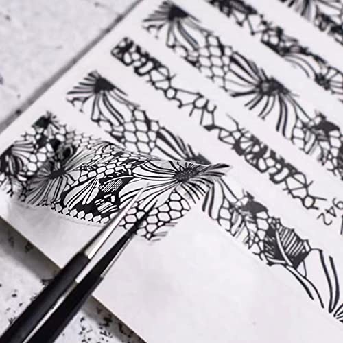 Black Lace 3D Nail Art Sticker Decal – Dots Flower Self-adhesive Design for