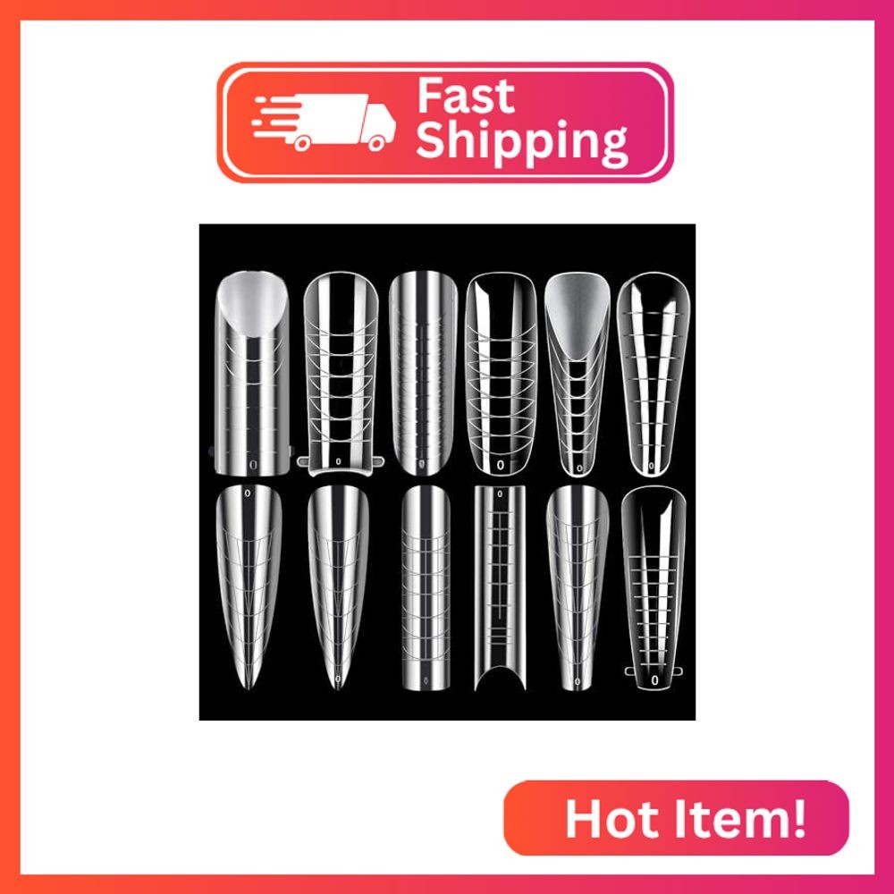 BOMOQING 288PCS Nail Forms & Molds for French Nails, Acrylic Nail Tips, 96PCS Du