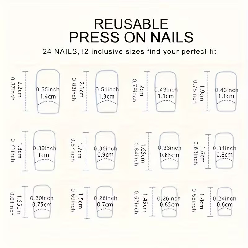 24pcs Medium, Square Shape Press-On Nails with Colorful Shoes Unique Cool Design