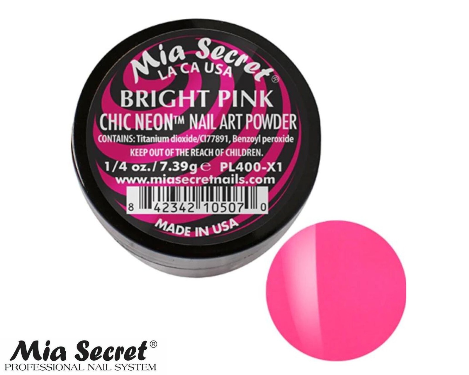 Mia Secret Nail Art Powder Chic Neon Collection (BRIGHT PINK) 1/4oz