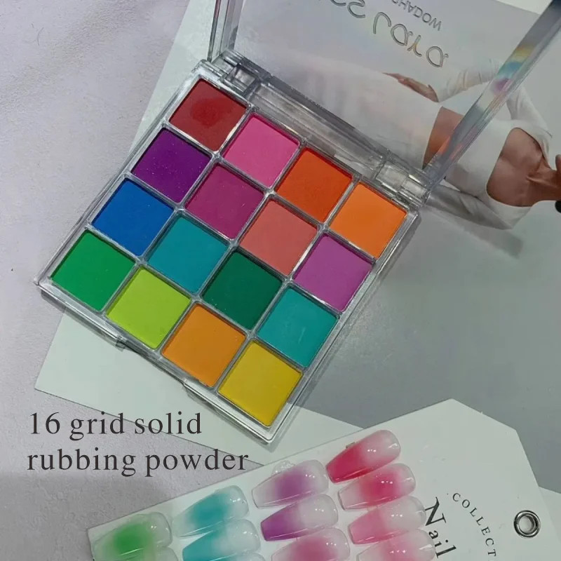 Colors Solid Rubbing Powder Nail Pigment Palette Set Gradient Ombre Nail Dust fo