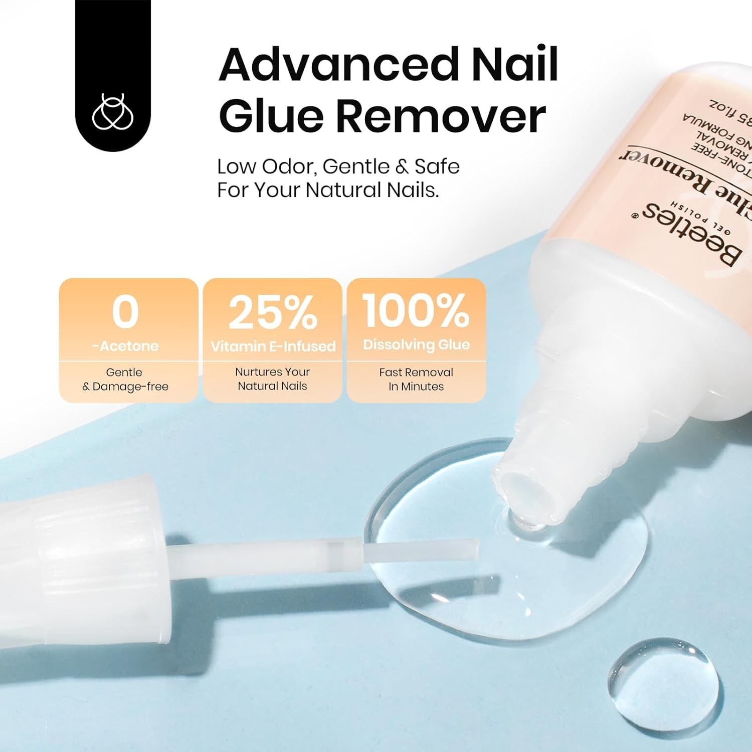 Beetles Nail Glue with Glue Remover Kit, 2 * 10ML Super Strong Easy to Remove…