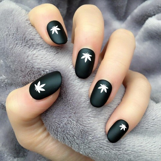 32 pcs Nail Art POT WEED LEAF 420 Marijuana Nail Vinyl Decals – Custom Color