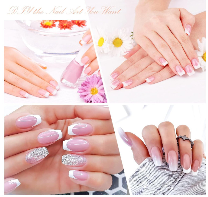 120 PCS Clear & White French Nail Tips – Short Acrylic Press On, 12 Sizes