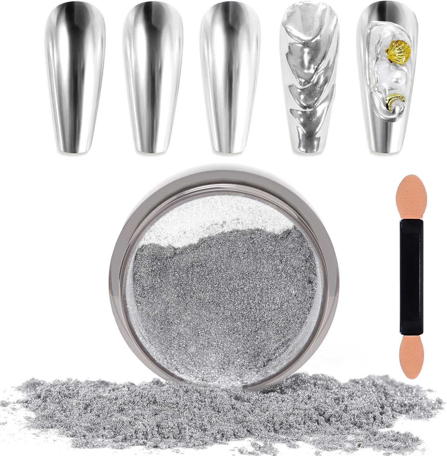Chrome Nail Powder Mirror Effect Metallic Dust Holographic Glitter Glazed Manicu