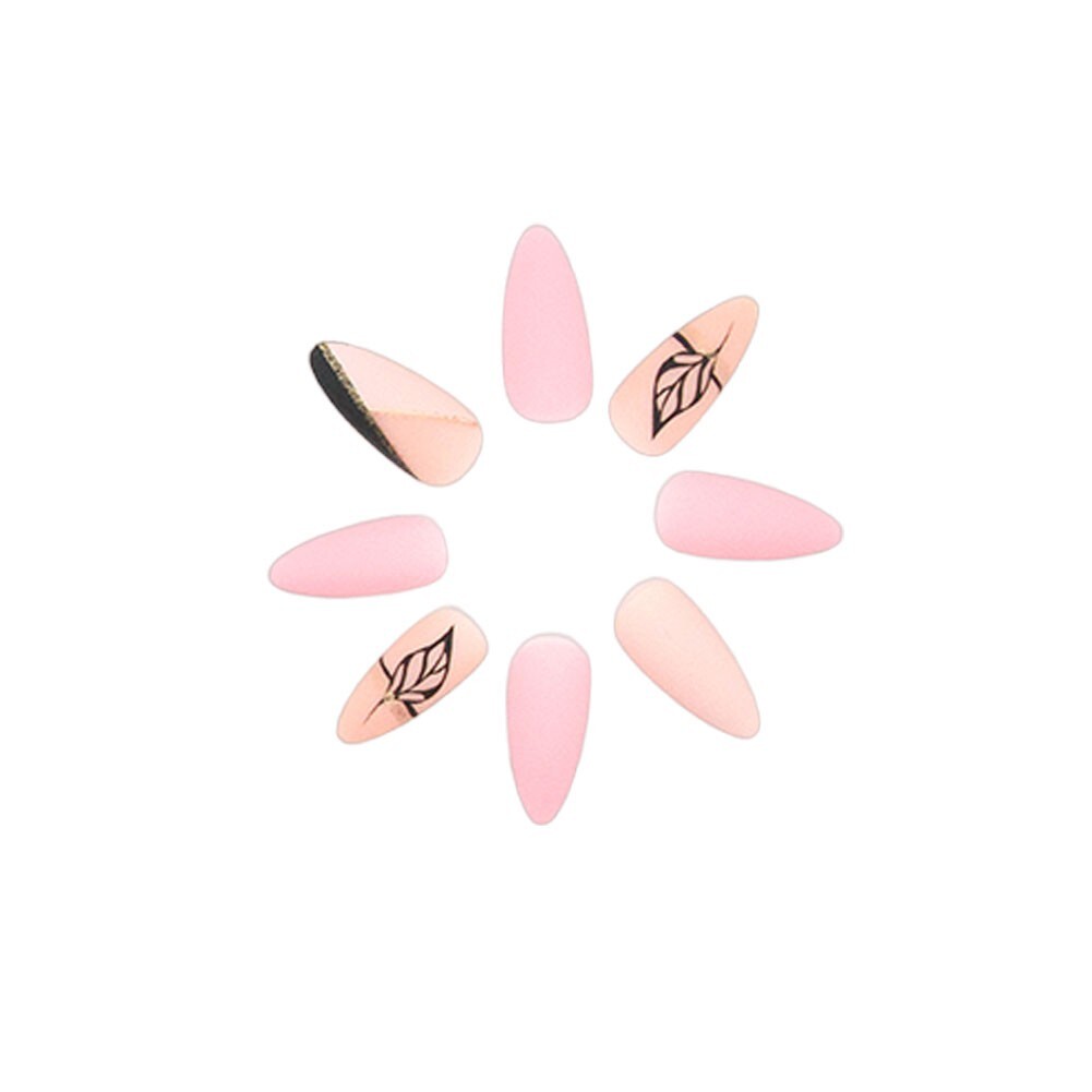 Press On Nails Reusable Almond French Matte Nail Tips Nails Glue Gel