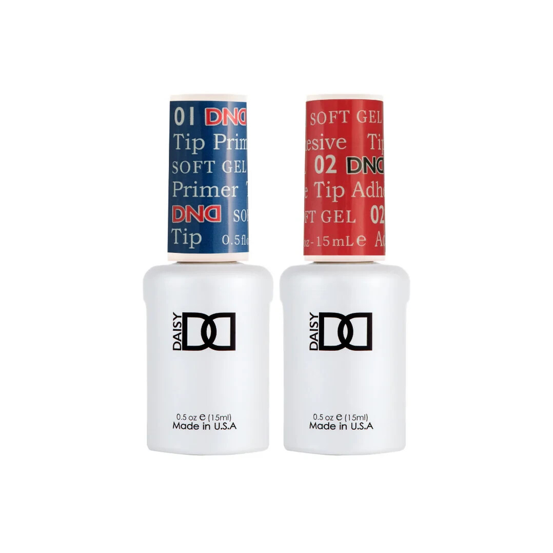 DND Soft Gel Tip Primer + Tip Adhesive #1 + #2 Duo 0.5 oz