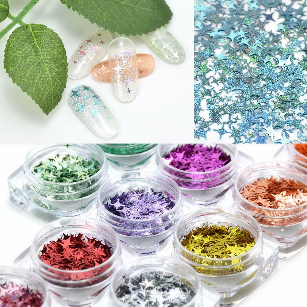 12 Color Set Nail Glitter Sequin Holographic Laser Flakes Nail Art 3D Decoration