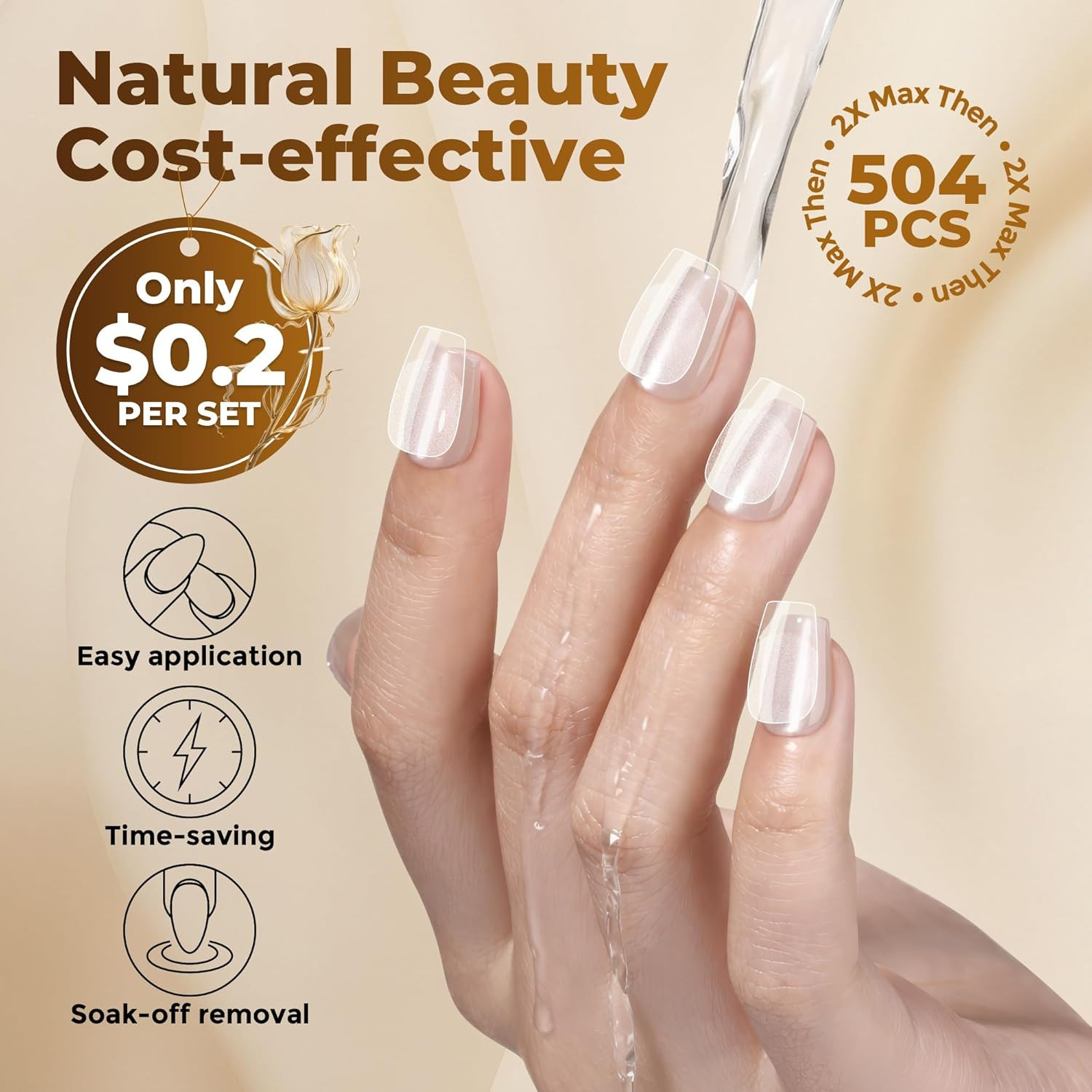 Extra Short Coffin Nail Tips 504PCS Pre-Etched Gel Tips | XS Short Nails 12 Size