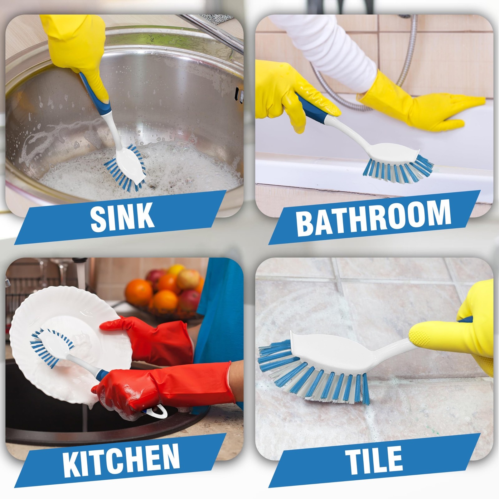 PHYEX 2-Pack Dish Brushes with Scraper, Durable Nylon Bristles Kitchen Scrub …