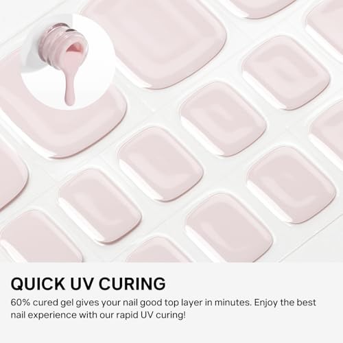 Semi Cured Gel Nail Strips, 32Pcs Toenail Stickers Wraps | Pedicure Nude