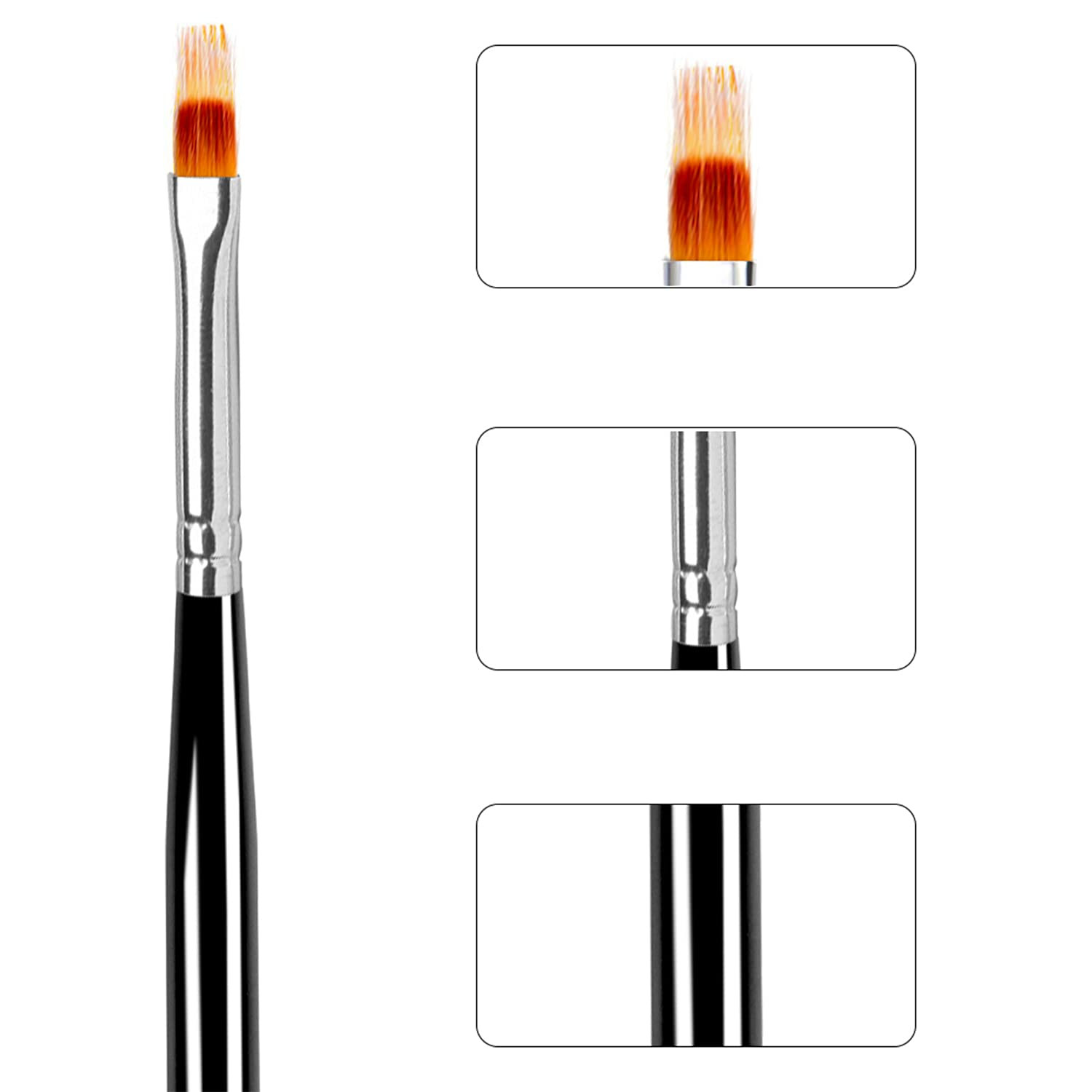 2Pcs Nail Ombre Brush Set, Wood Handle Gradient UV Gel Nail Art Painting Tools
