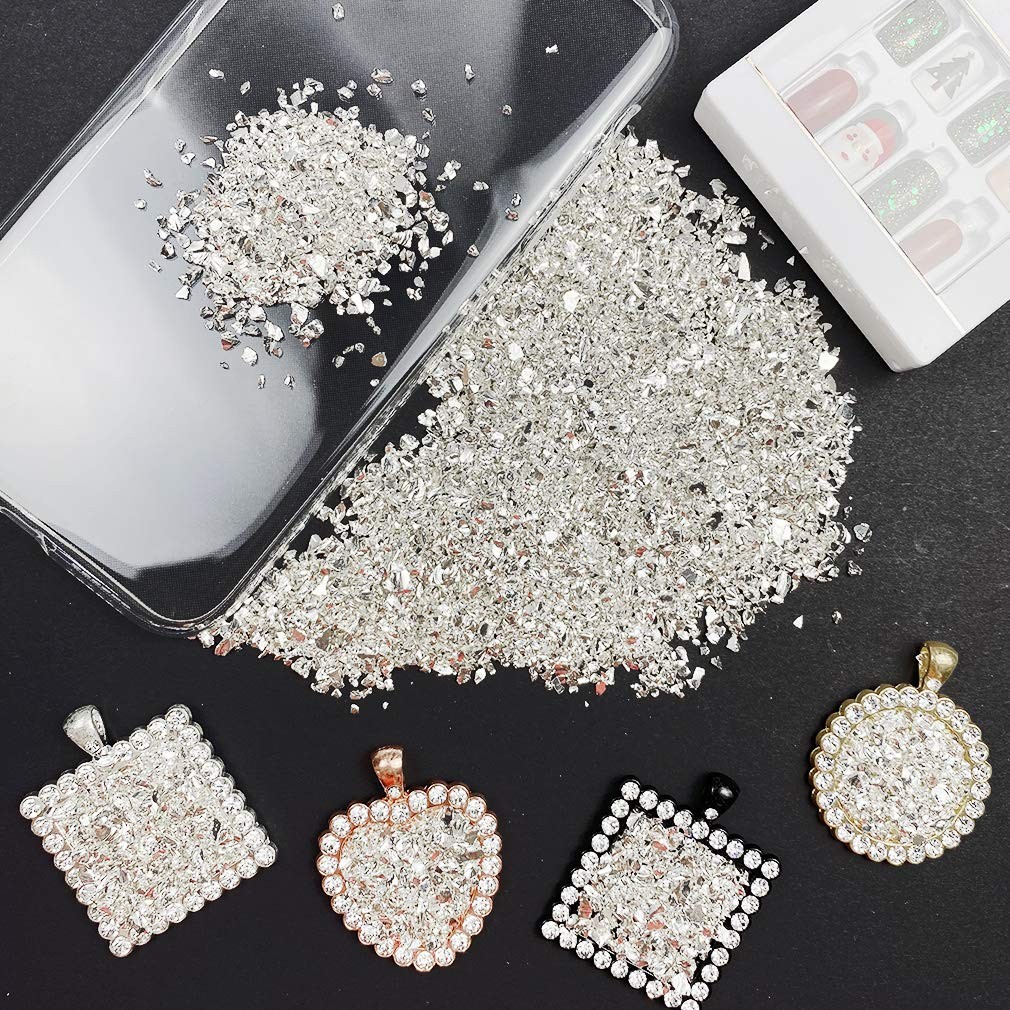 Jmassyang Crushed Glass Irregular Metallic Chips 100G Sprink