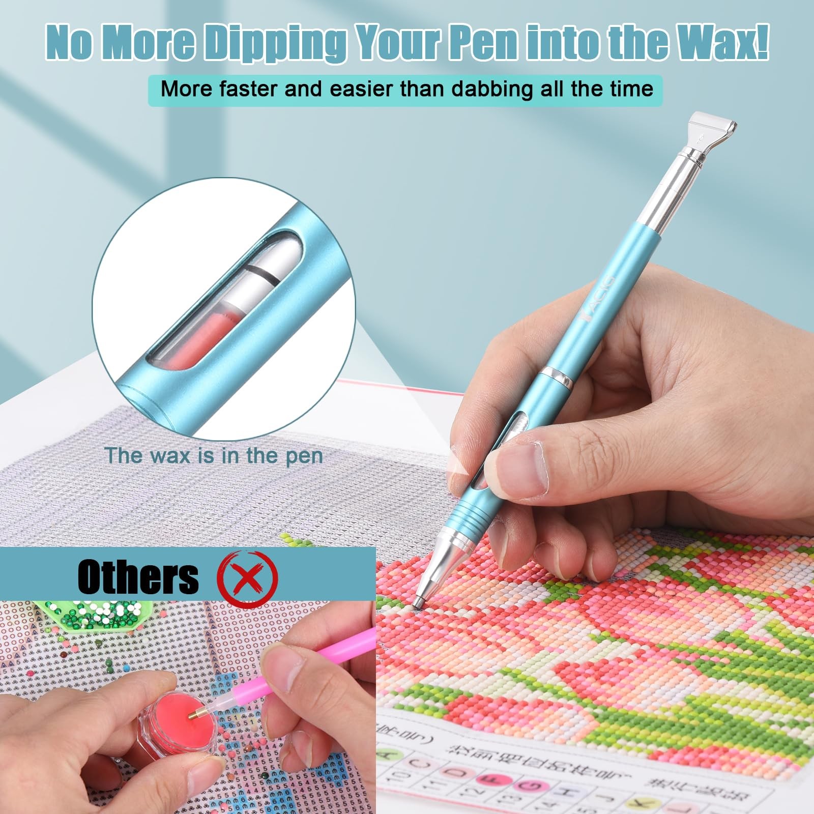 Diamond Art Pen Refillable Wax Pen for Diamond Painting, Metal 5D Diamonds Ar…