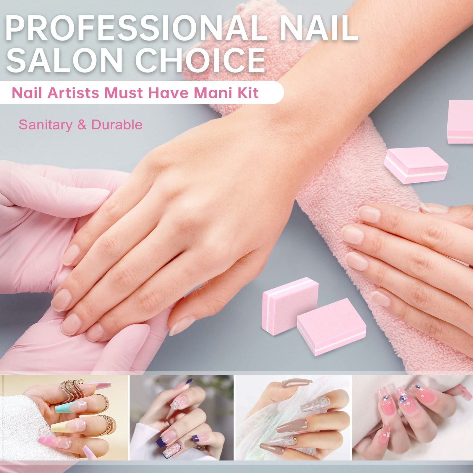 Mini Nail Buffer Blocks, 100/180 Grit Sponge Buffing Sanding Block File Manic…