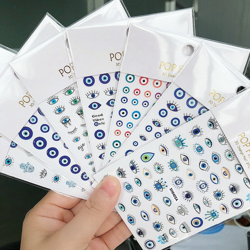 9 Types Hamsa Hand Evil Eye Nail Decal Sticker Hand of Fatima Sticker
