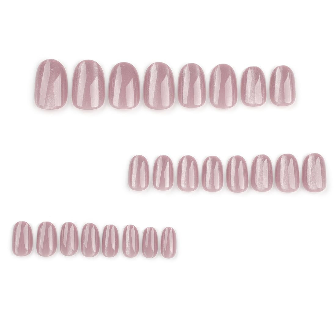 Pink Press on Nails Short Oval Cat Eye Fake Nails with Glitter Designs | Fantasy