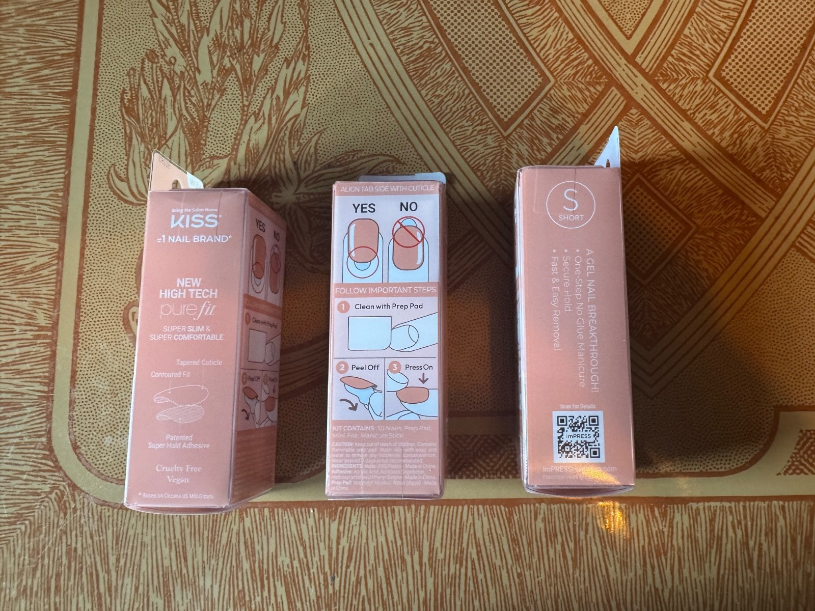 Impress Set Of 3 Bare No Glue Manicure- Taupe, Coral, French Manicure